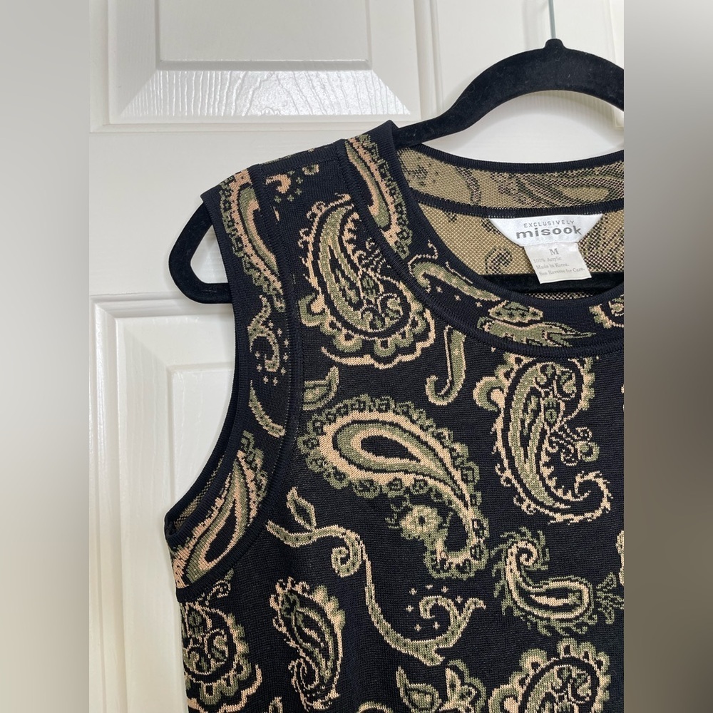Exclusively Misook Black Sleeveless Paisley Knit Top – Size M - Picture 3 of 7